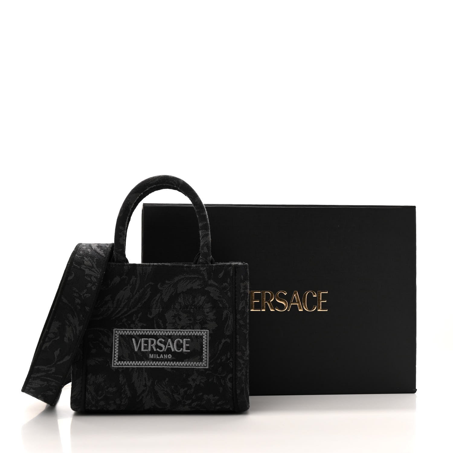 Versace Jacquard Barocco Extra Small Athena Tote Black 13 of 13