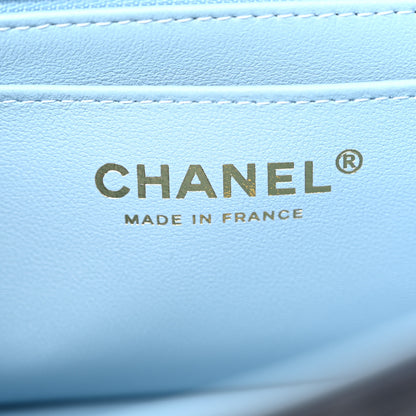 Chanel Lambskin Quilted Bi-Color Mini Top Handle Rectangular Flap Navy Blue Light Blue 6 of 12