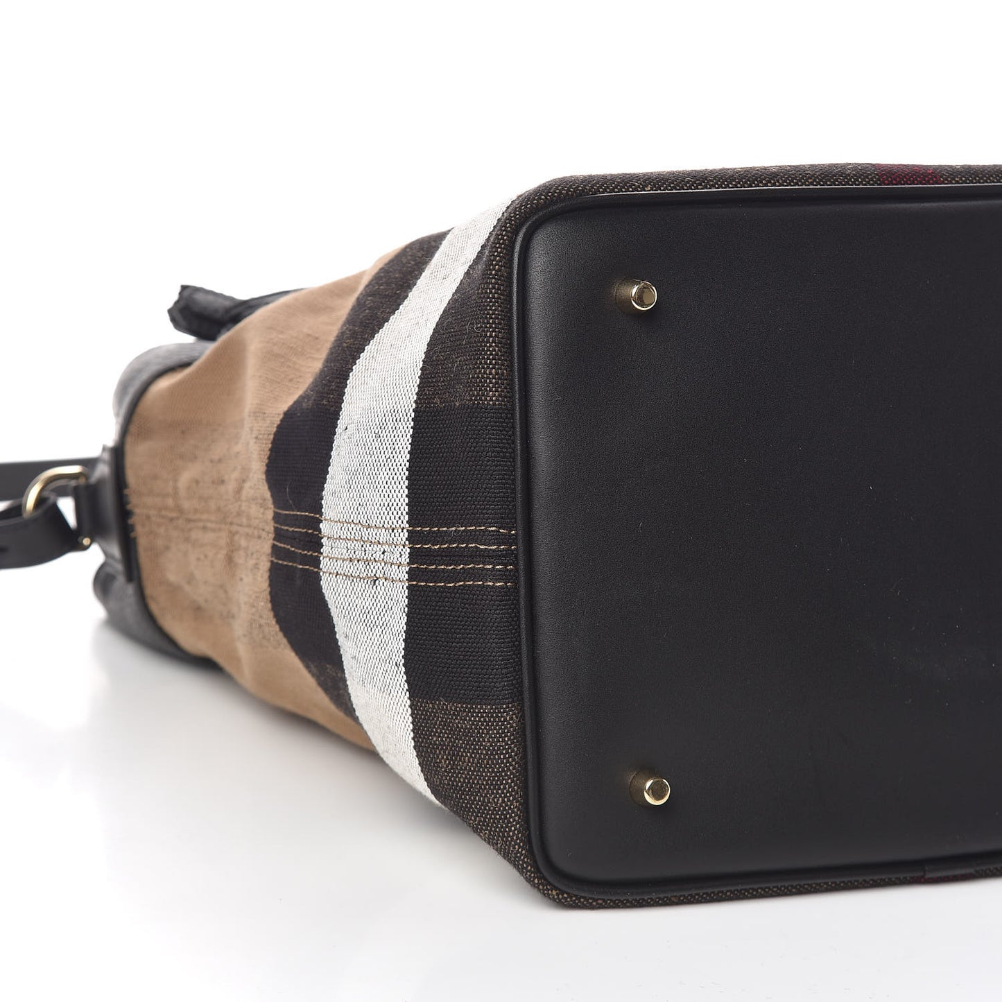 Grainy Calfskin Canvas Mega Check Medium Ashby Tassel Hobo Black