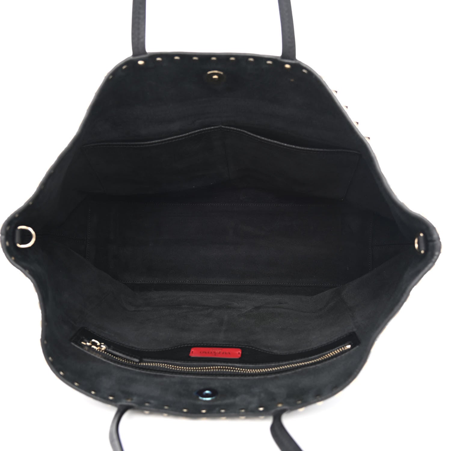 Valentino Garavani Grained Calfskin Rockstud Shoulder Tote Black 5 of 9