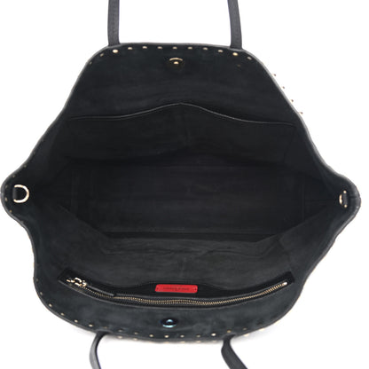 Valentino Garavani Grained Calfskin Rockstud Shoulder Tote Black 5 of 9