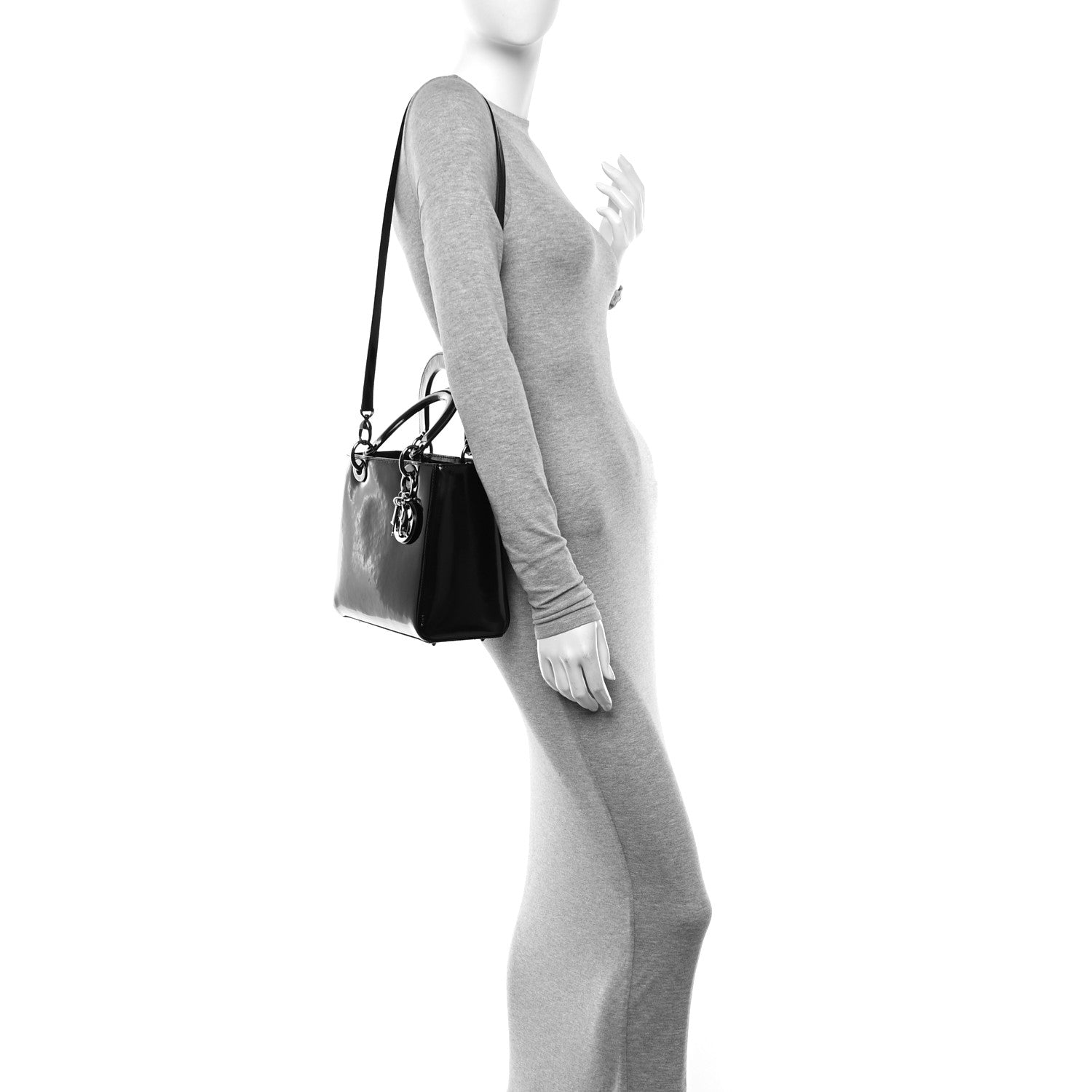 Christian Dior Patent Medium Lady Dior Black 3 of 12