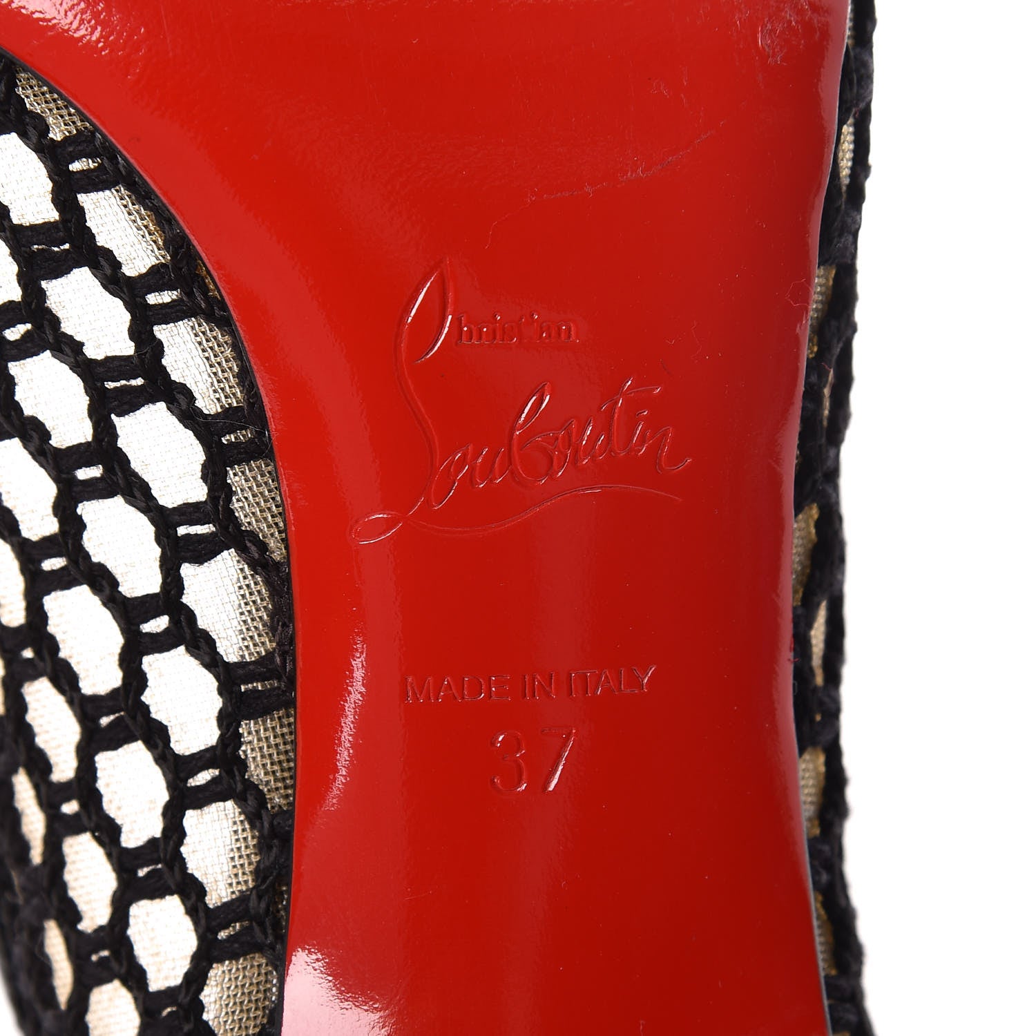 Christian Louboutin Fishnet Mesh Suede Guni 55 Spiked Pumps 37 Black 9 of 12
