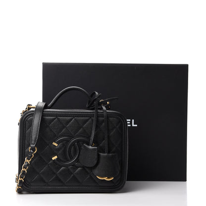 Chanel Caviar Quilted Medium CC Filigree Vanity Case Black 11 of 11