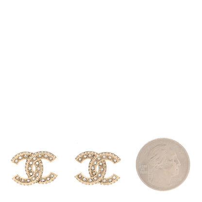 Chanel Crystal Timeless CC Earrings Light Gold 2 of 7