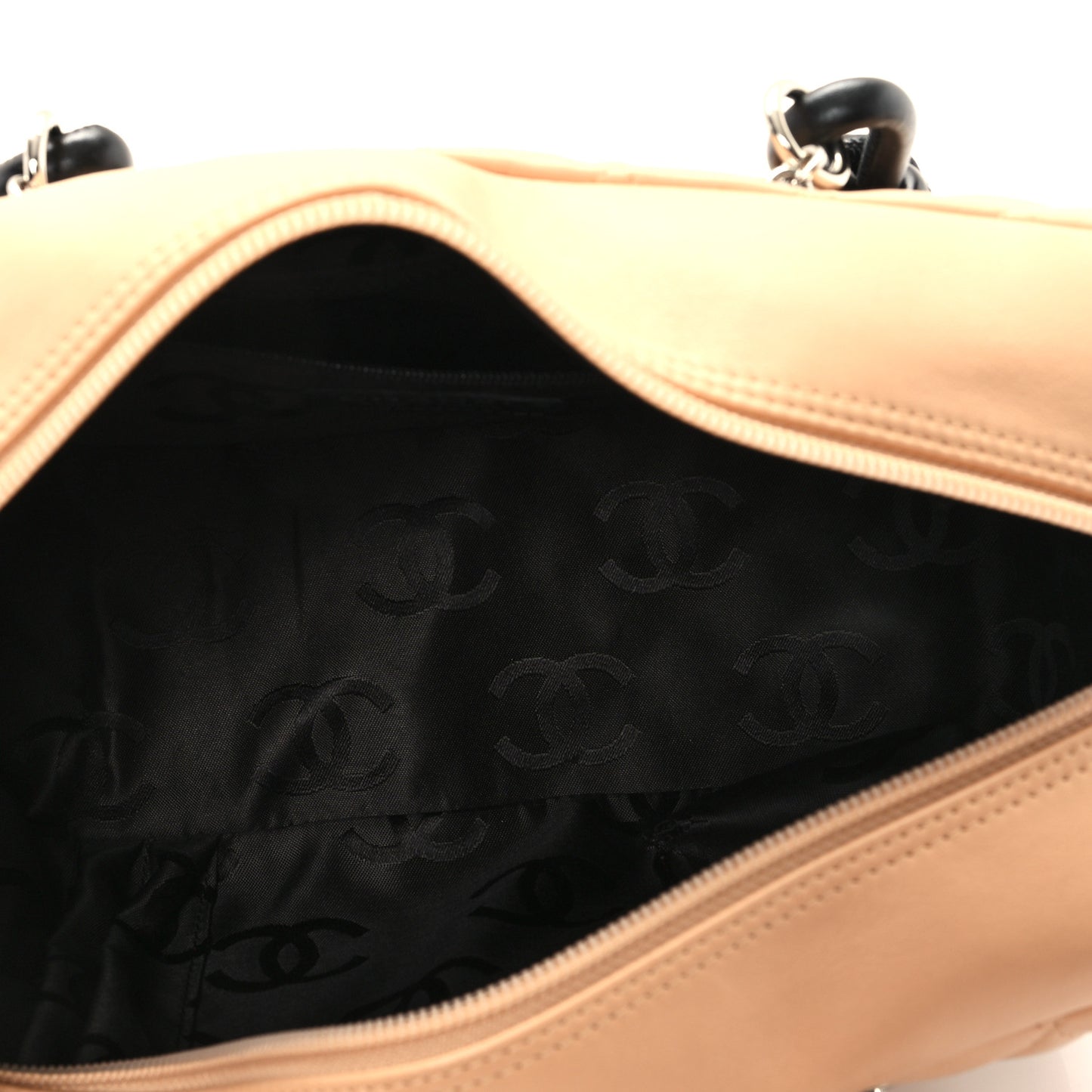 Calfskin Quilted Large Cambon Bowler Beige Black
