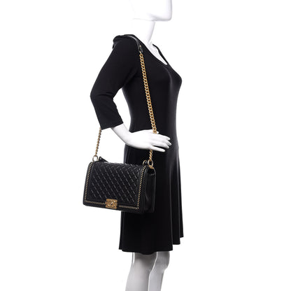 Chanel Calfskin Quilted New Medium Boy Top Handle Flap Black 2 of 10
