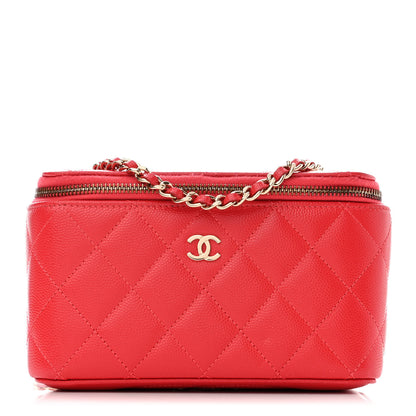 Chanel Caviar Quilted Small Vanity Case With Chain Red 1 of 10