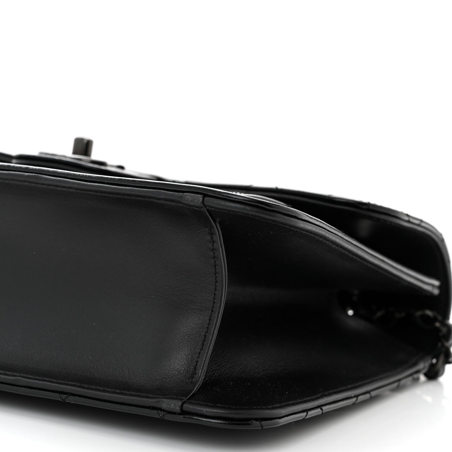 Chanel Shiny Crumpled Calfskin Quilted Large Double You Flap So Black 10 of 10
