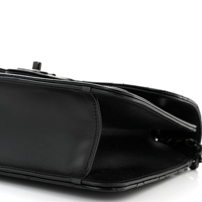 Chanel Shiny Crumpled Calfskin Quilted Large Double You Flap So Black 10 of 10
