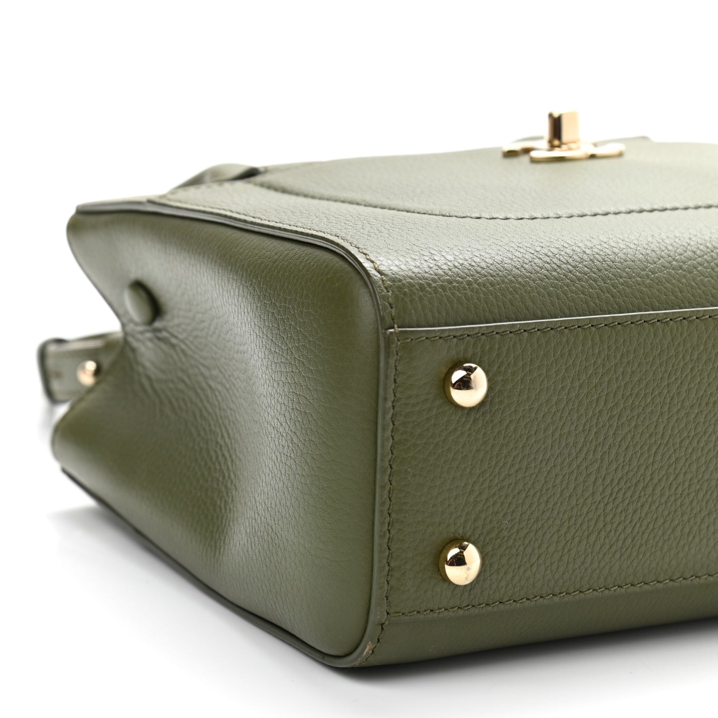 Grained Calfskin Mini Neo Executive Shopper Tote Khaki