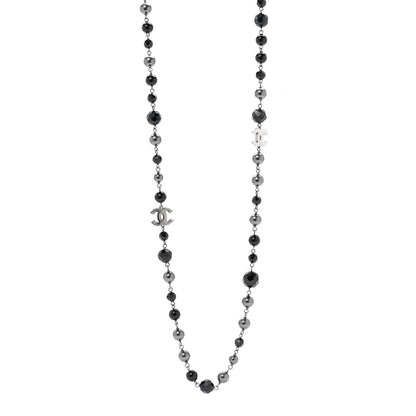 Chanel Ruthenium Beaded CC Long Necklace Black 1 of 5