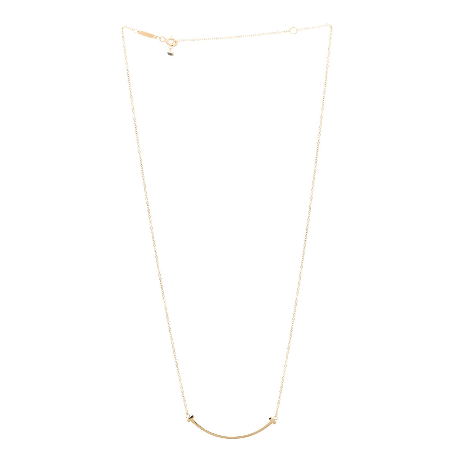 Tiffany 18K Yellow Gold Small T Smile Pendant Necklace 2 of 4