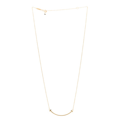 Tiffany 18K Yellow Gold Small T Smile Pendant Necklace 2 of 4