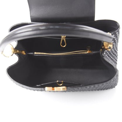 Louis Vuitton Tweed Calfskin Capucines MM Black 4 of 10