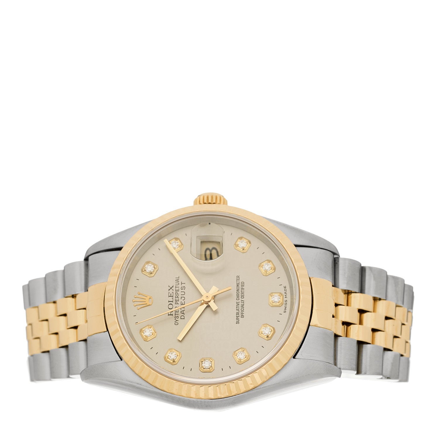 Rolex Stainless Steel 18K Yellow Gold Diamond 36mm Oyster Perpetual Datejust Watch Silver Jubilee 16233 2 of 5