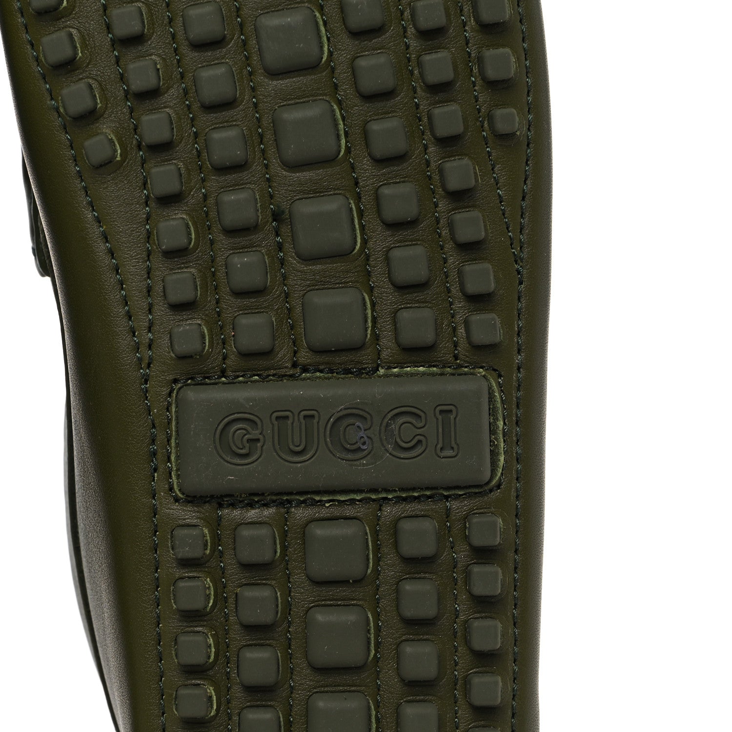 Gucci Soft Clove Calfskin Monochrome Mens Interlocking G Driver Loafers 8 Juniper Green 6 of 8