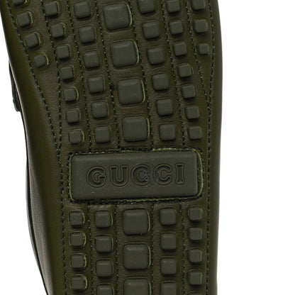 Gucci Soft Clove Calfskin Monochrome Mens Interlocking G Driver Loafers 8 Juniper Green 6 of 8