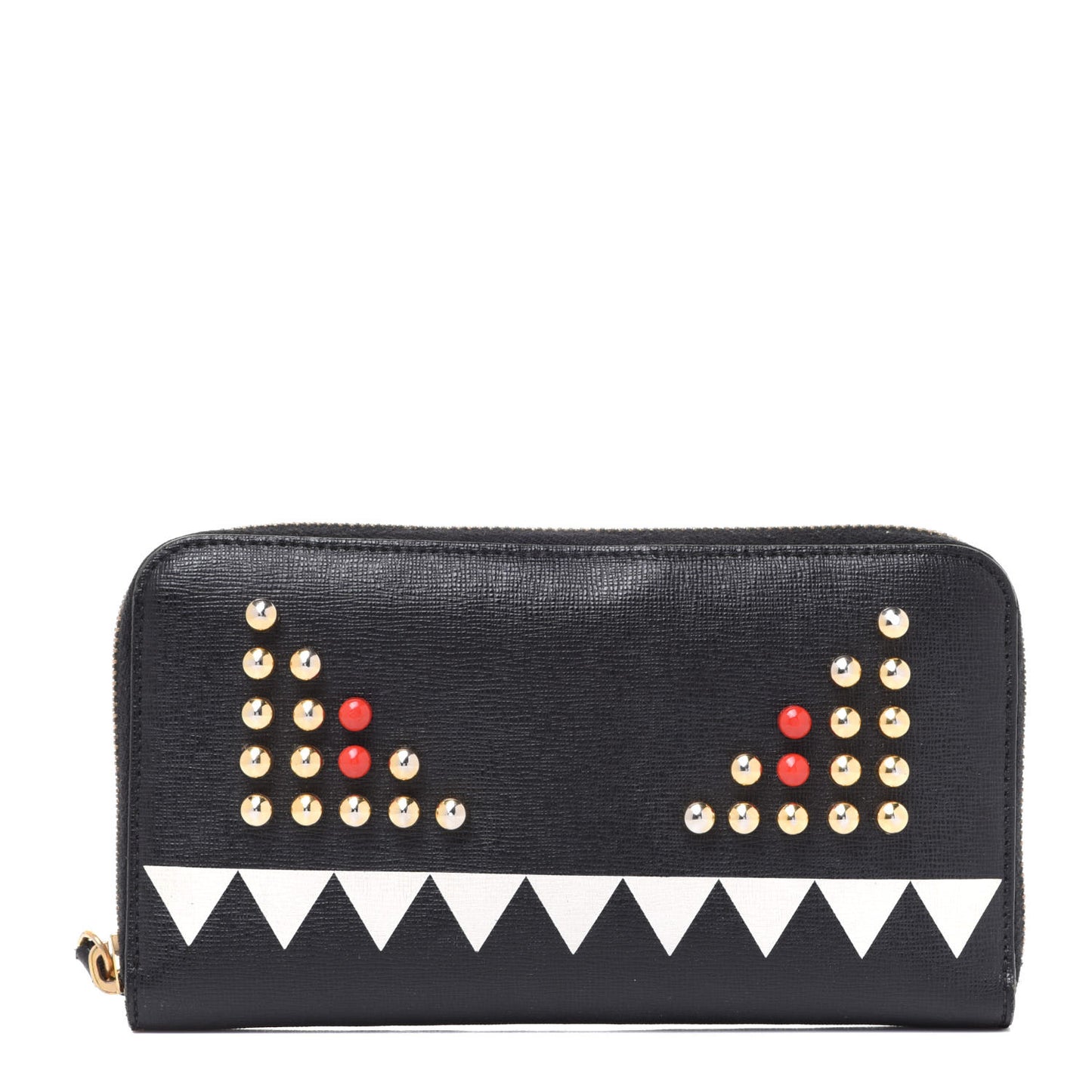 Vitello Elite Studded Monster Zip Around Wallet Black