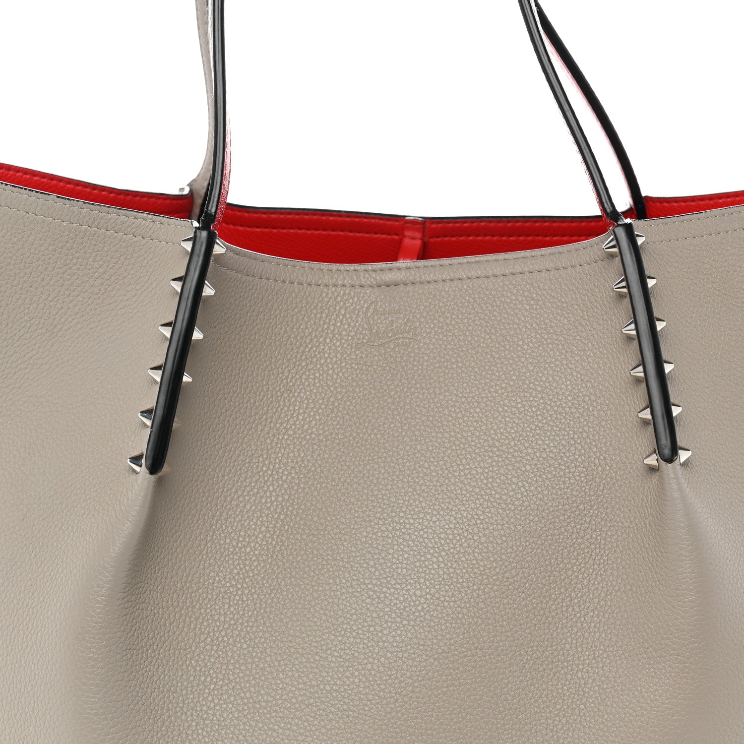 Christian Louboutin Calfskin Spikes East West Cabata Tote Light Grey 7 of 14