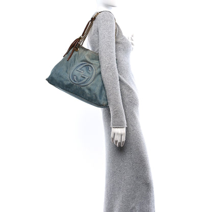 Gucci Denim Medium Soho Chain Shoulder Bag Blue 2 of 12