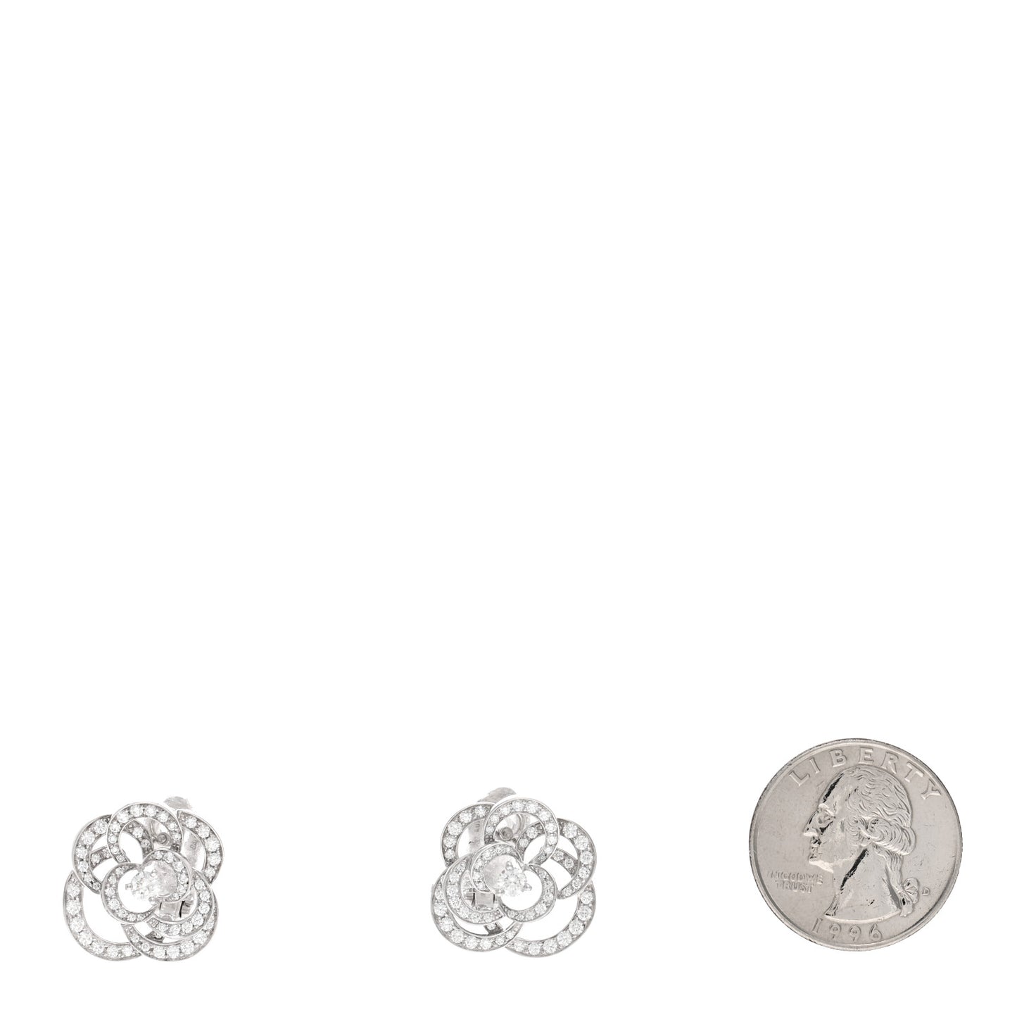 18K White Gold Diamond Fil De Camelia Earrings