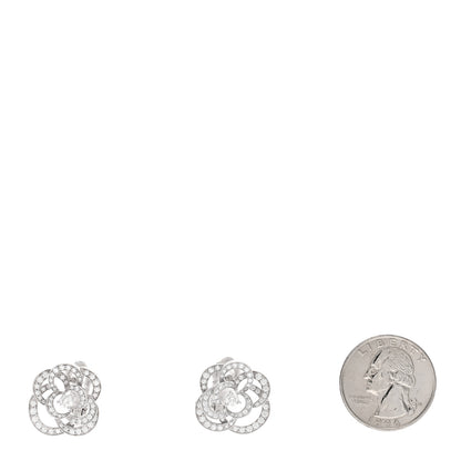 Chanel 18K White Gold Diamond Fil De Camelia Earrings 2 of 5