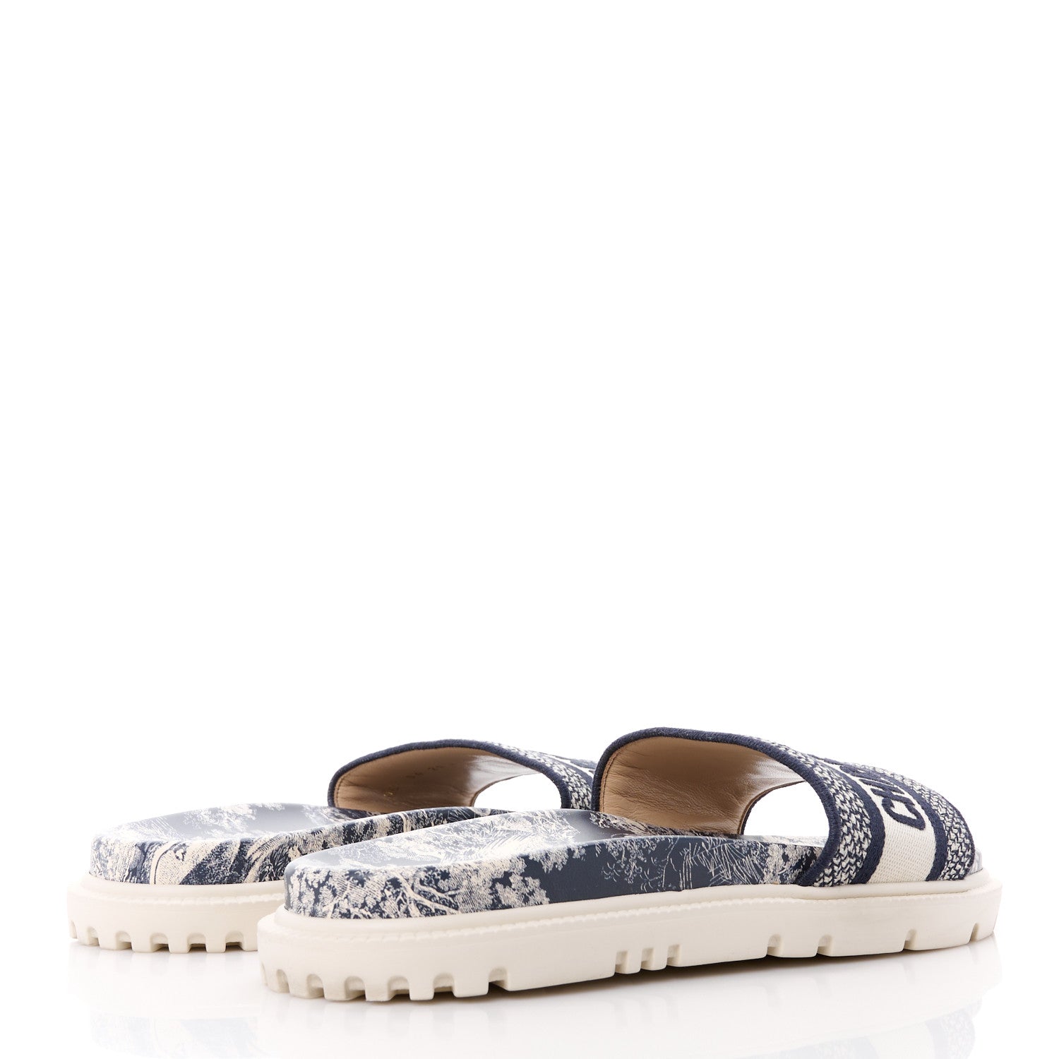 Christian Dior Canvas Toile de Jouy Embroidered Dway 10mm Slide Sandals 40 Deep Blue 4 of 8
