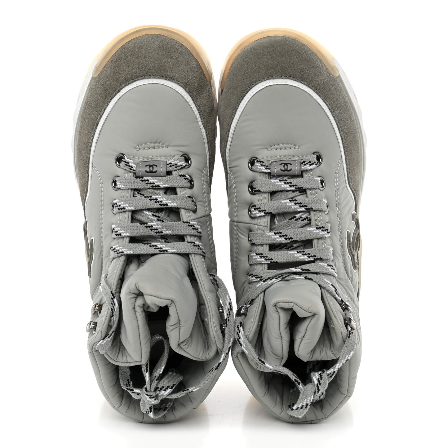 Fabric Calfskin Suede Womens CC Sneakers 38 Grey