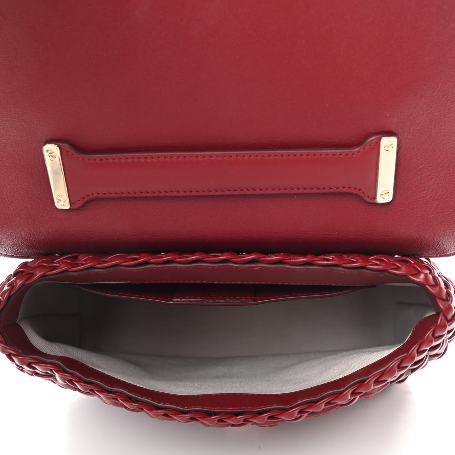 Calfskin Woven Margot Top Handle Satchel Carmine