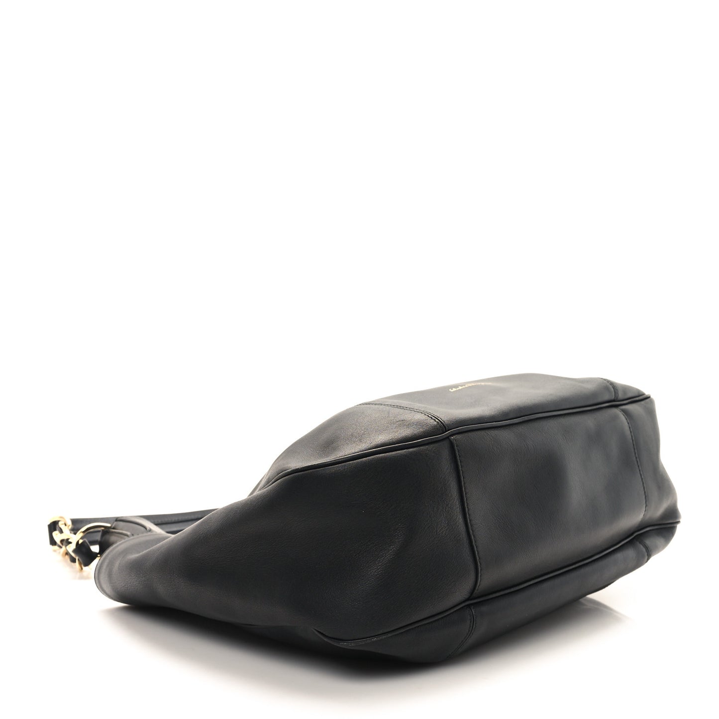 Calfskin Elle Gancini Chain Hobo Black