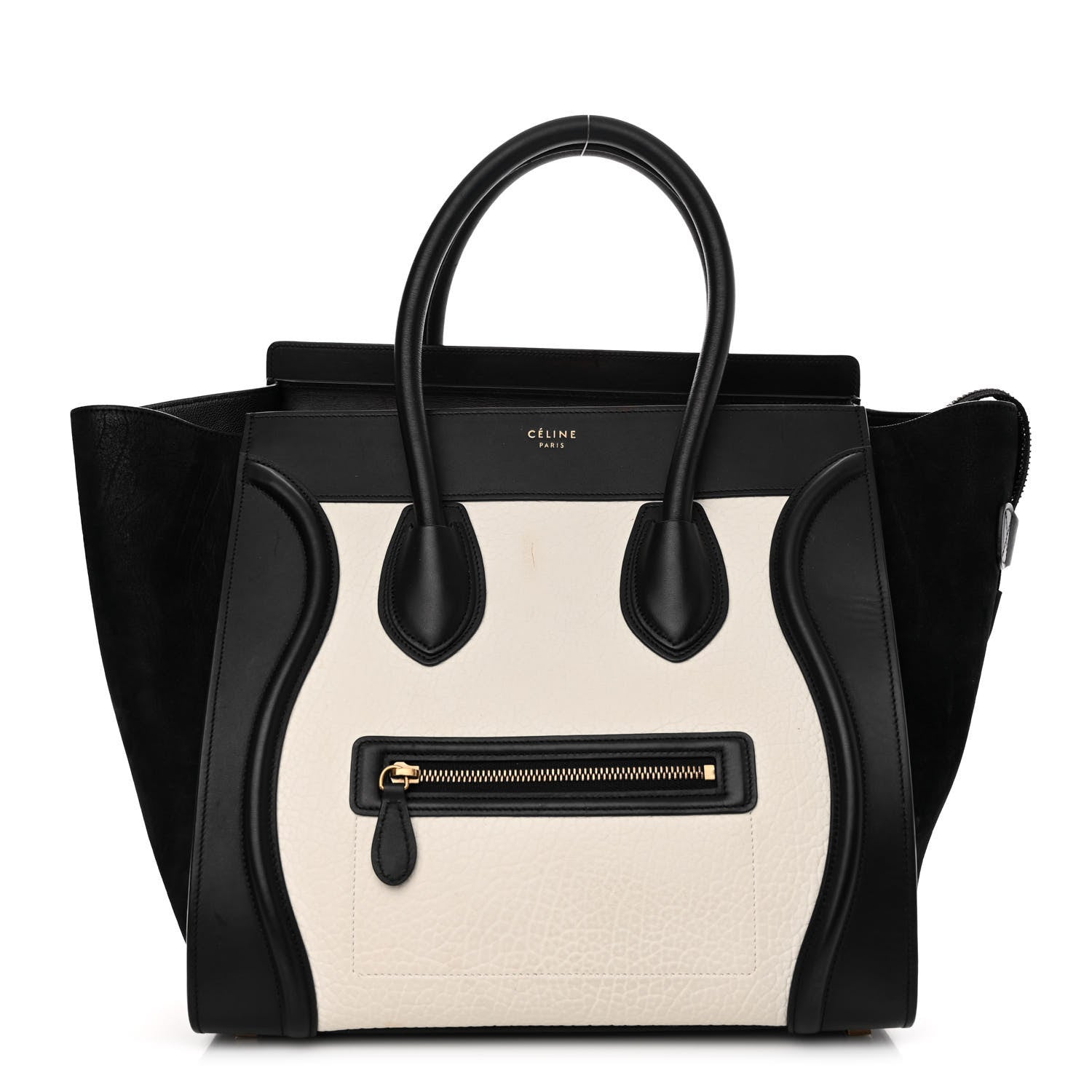 Celine Baby Grained Calfskin Tri-Color Mini Luggage White Liquorice 1 of 20
