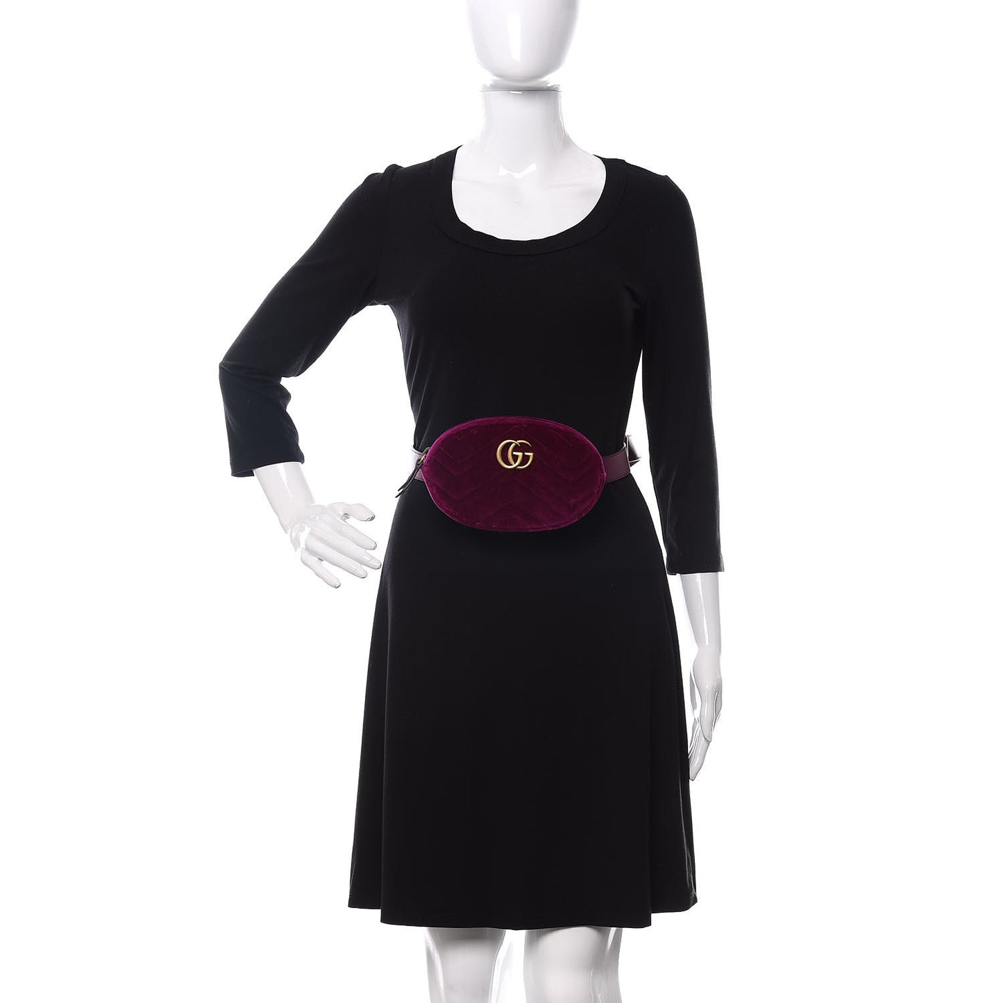Velvet Matelasse GG Marmont Belt Bag 85 34 Fuchsia Violet Cyclamen