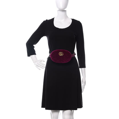 Gucci Velvet Matelasse GG Marmont Belt Bag 85 34 Fuchsia Violet Cyclamen 2 of 11