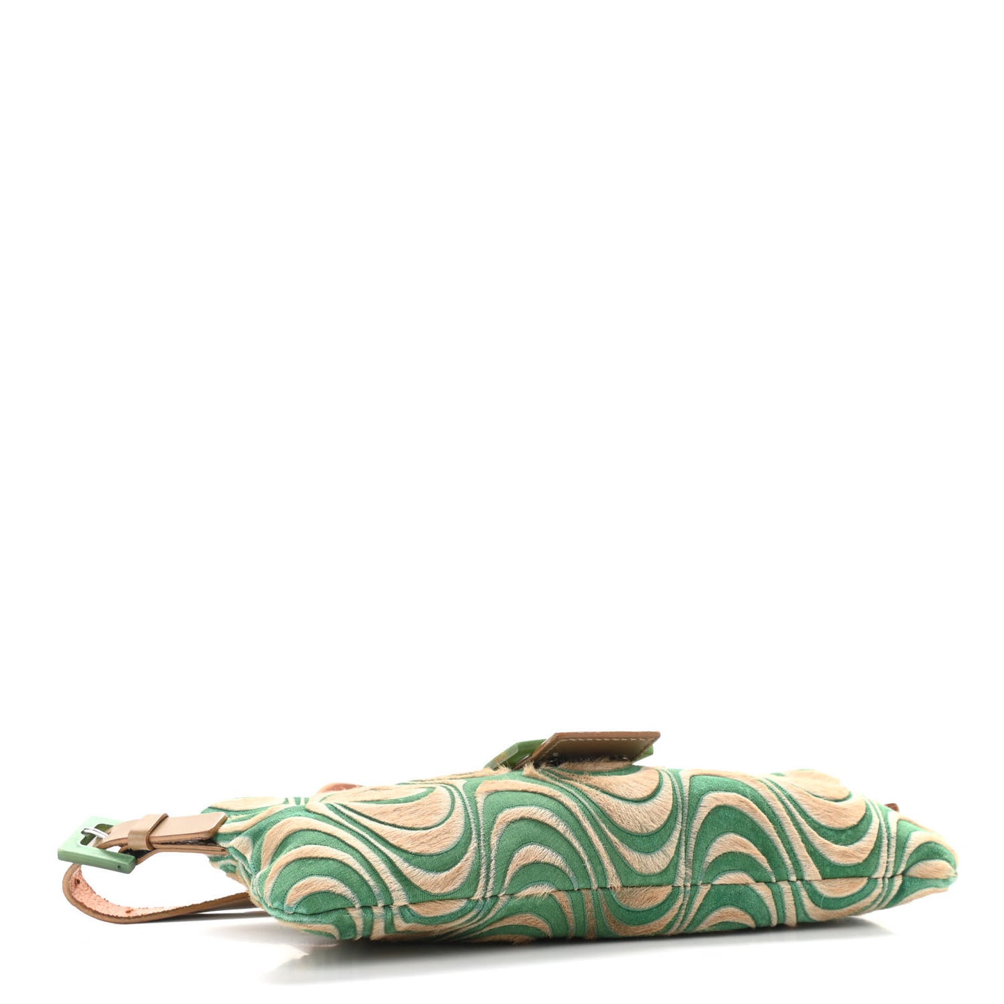 Calf Hair Print Baguette Beige Green