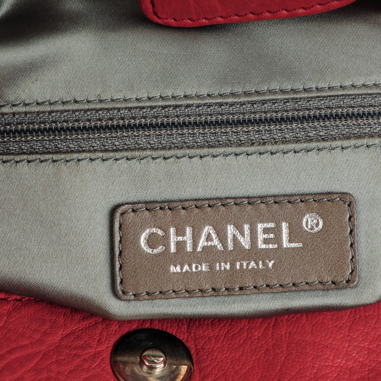 Distressed Lambskin Lady Braid Tote Red