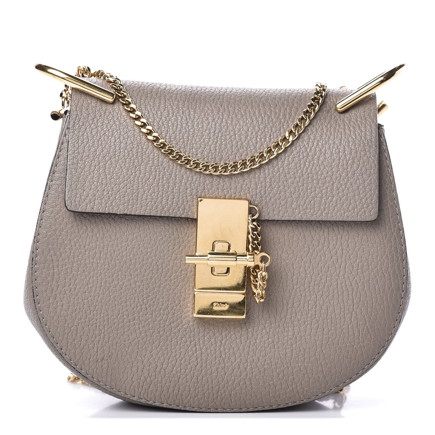 Grained Lambskin Mini Drew Shoulder Bag Motty Grey