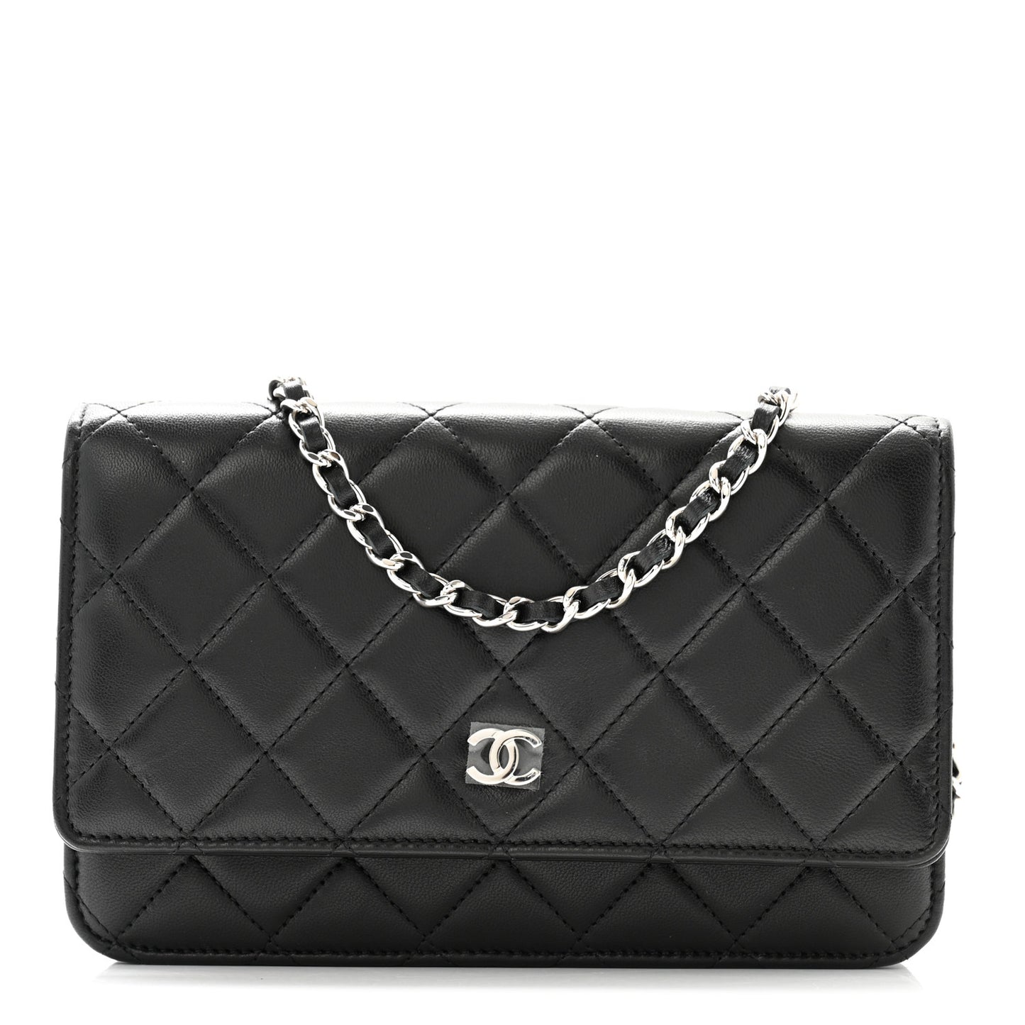 Lambskin Quilted Wallet On Chain WOC Black