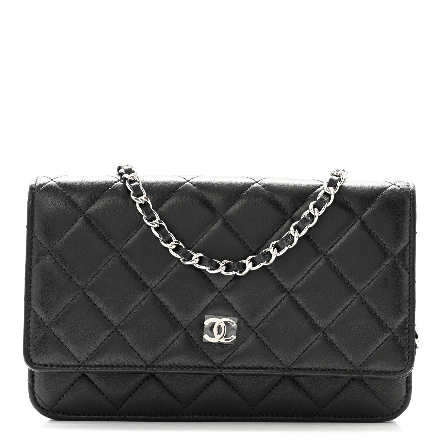 Chanel Lambskin Quilted Wallet On Chain WOC Black 1 of 11