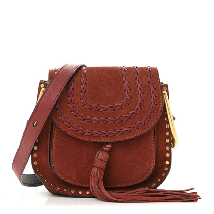 Chloe Suede Calfskin Braided Mini Hudson Shoulder Bag Sienna Red 1 of 13