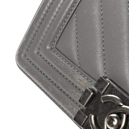 Chanel Calfskin Chevron Quilted Small Boy Flap Grey 11 of 11