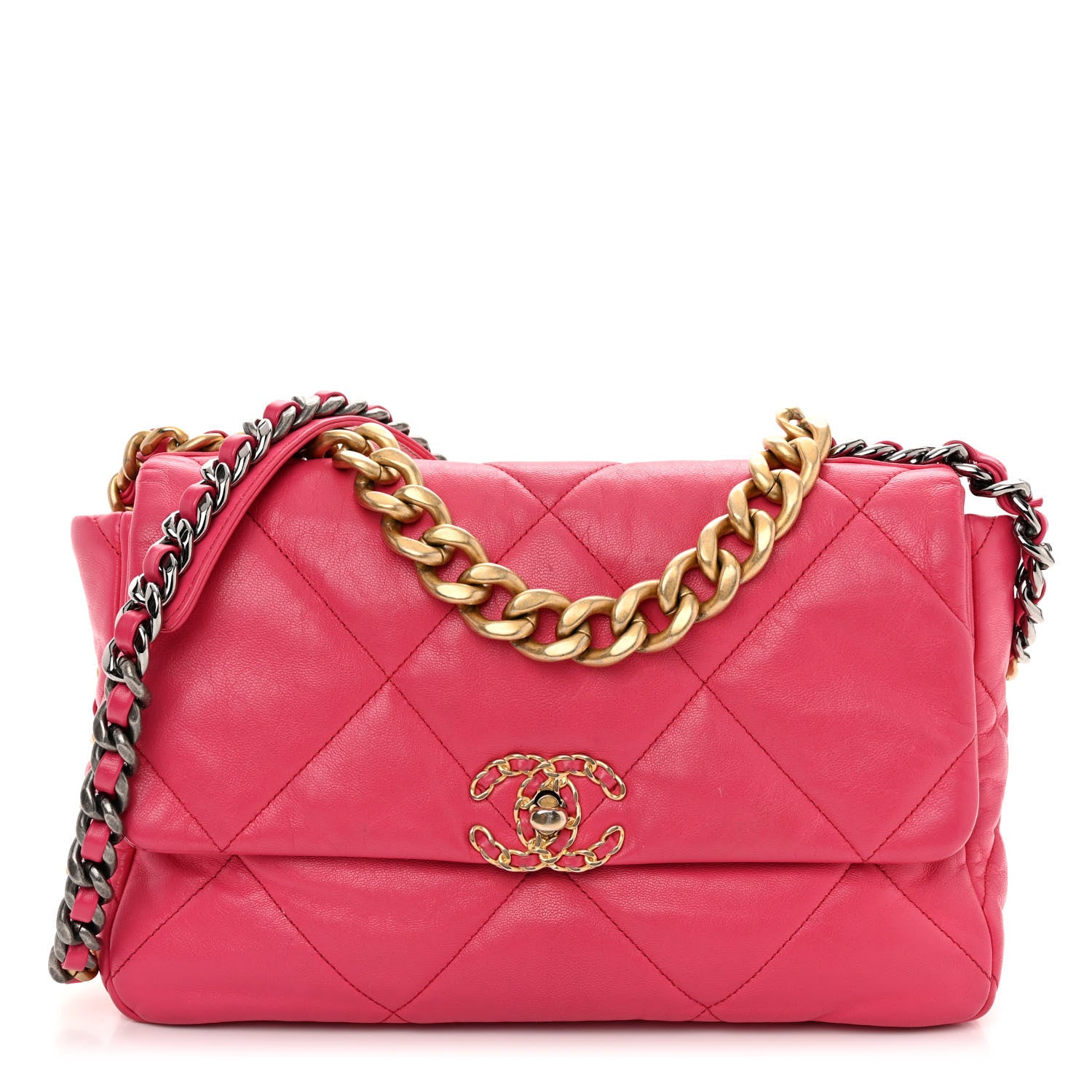 Chanel Goatskin Quilted Large Chanel 19 Flap Dark Pink 1 of 11