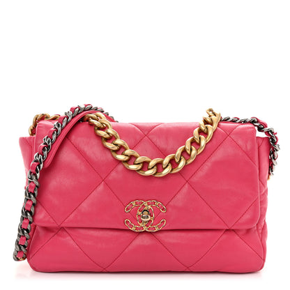 Chanel Goatskin Quilted Large Chanel 19 Flap Dark Pink 1 of 11