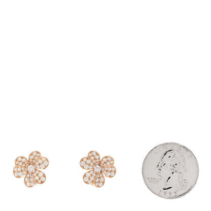 Van Cleef & Arpels 18K Rose Gold Diamond Small Frivole Pave Earrings 2 of 5