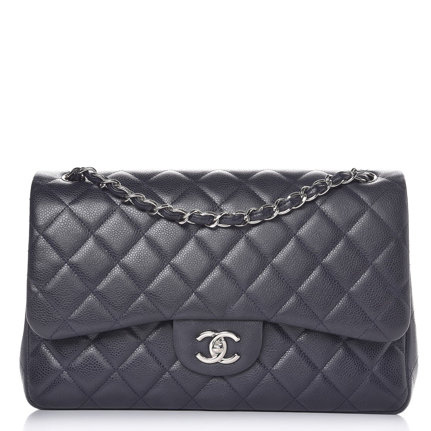 Caviar Quilted Jumbo Double Flap Dark Purple