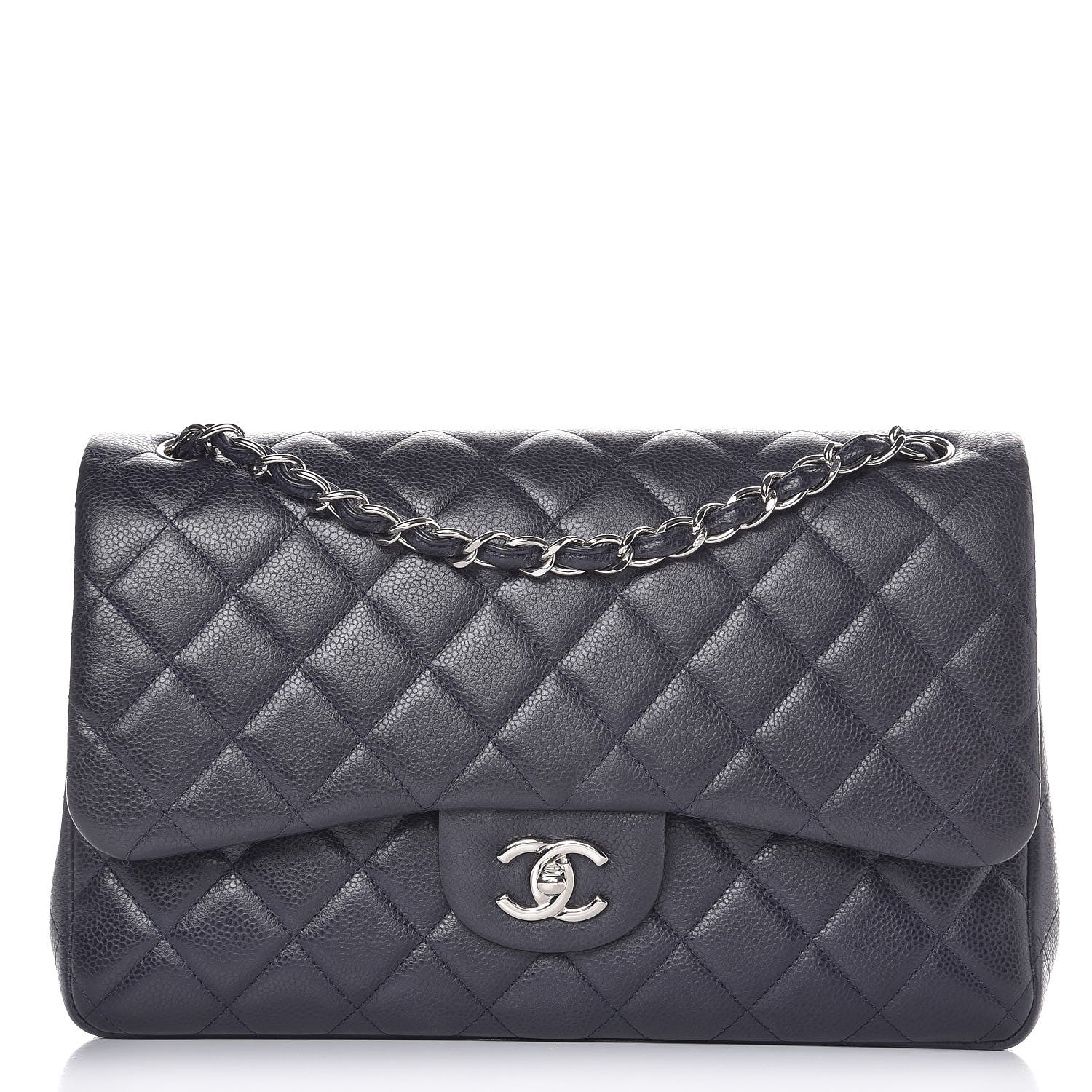 Chanel Caviar Quilted Jumbo Double Flap Dark Purple 1 of 7