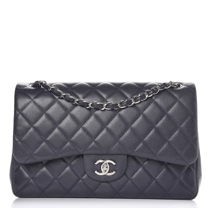 Chanel Caviar Quilted Jumbo Double Flap Dark Purple 1 of 7