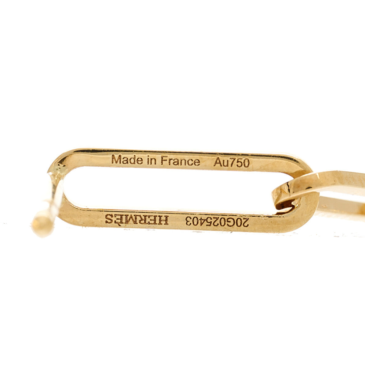 Hermes 18K Yellow Gold TPM Kelly Chaine Earrings 4 of 5