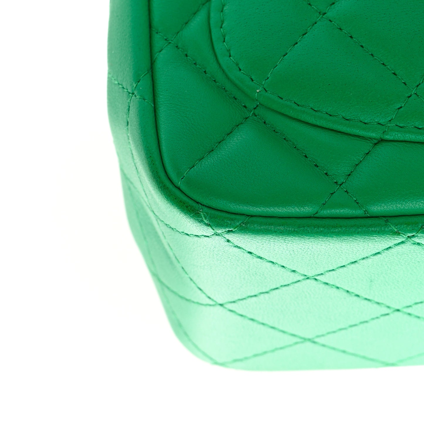 Lambskin Quilted Mini Square Flap Green