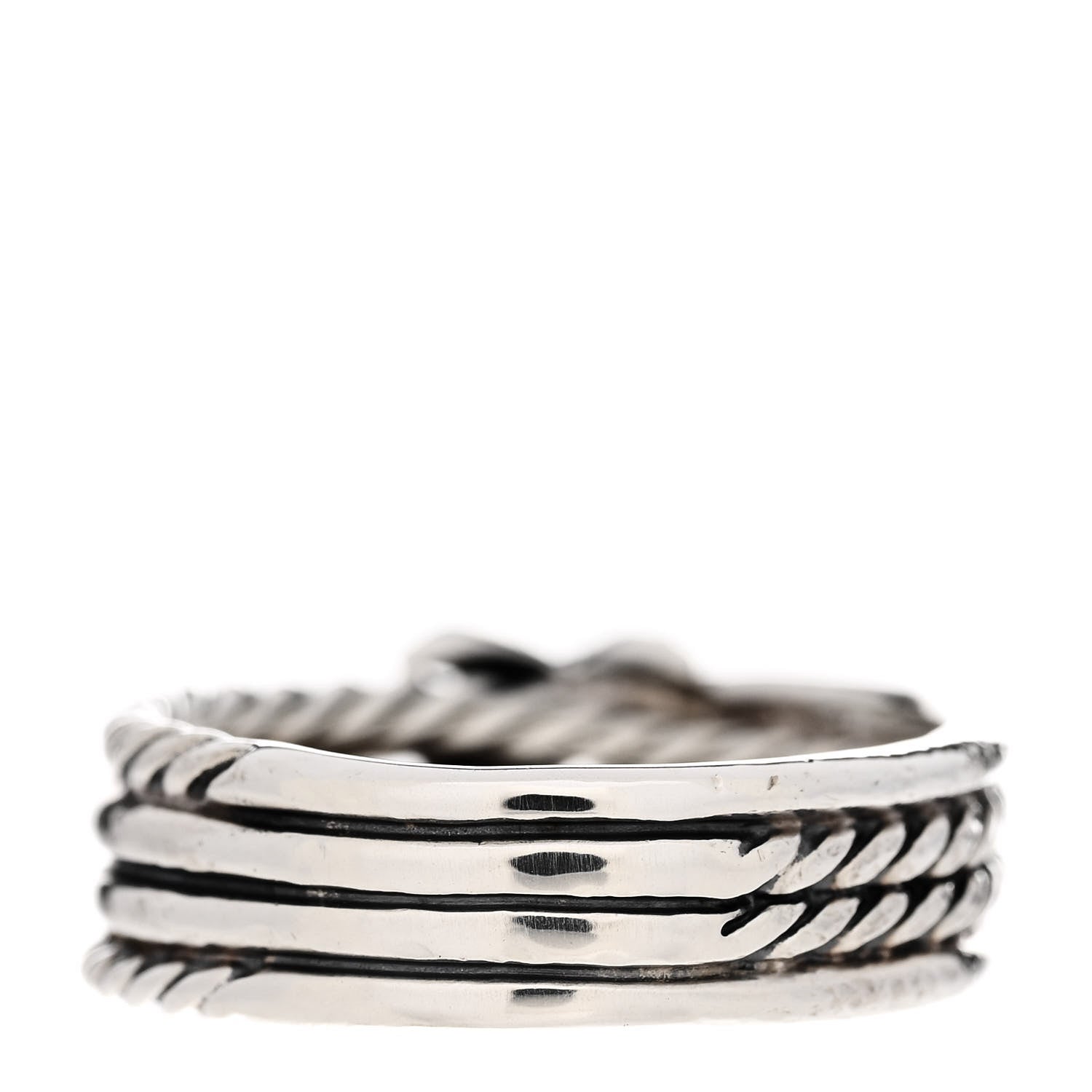 David Yurman Sterling Silver Diamond X Crossover Ring 54 6.75 3 of 5